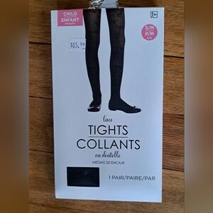 Girls Small Black Lace Lights Kids Tights